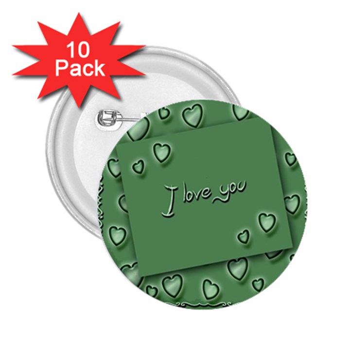 Card I Love You Heart Romantic 2.25  Buttons (10 pack) 