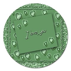 Card I Love You Heart Romantic Magnet 5  (round) by Sapixe