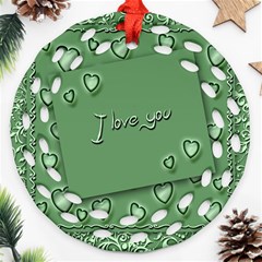 Card I Love You Heart Romantic Ornament (round Filigree)