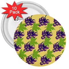 Grapes Background Sheet Leaves 3  Buttons (10 Pack)  by Sapixe