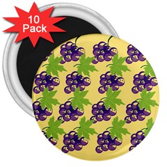 Grapes Background Sheet Leaves 3  Magnets (10 Pack)  by Sapixe