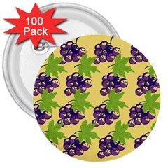 Grapes Background Sheet Leaves 3  Buttons (100 Pack)  by Sapixe