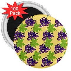 Grapes Background Sheet Leaves 3  Magnets (100 Pack) by Sapixe