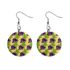 Grapes Background Sheet Leaves Mini Button Earrings by Sapixe