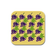 Grapes Background Sheet Leaves Rubber Square Coaster (4 Pack)  by Sapixe