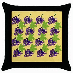 Grapes Background Sheet Leaves Throw Pillow Case (black) by Sapixe