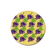 Grapes Background Sheet Leaves Rubber Round Coaster (4 Pack)  by Sapixe