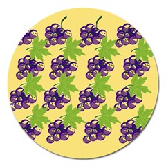 Grapes Background Sheet Leaves Magnet 5  (round) by Sapixe