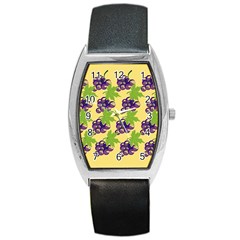 Grapes Background Sheet Leaves Barrel Style Metal Watch by Sapixe