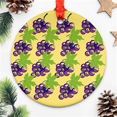 Grapes Background Sheet Leaves Round Ornament (two Sides) by Sapixe