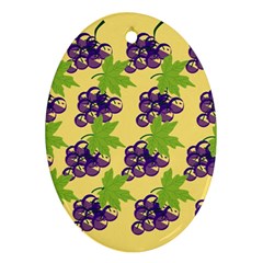 Grapes Background Sheet Leaves Oval Ornament (two Sides)