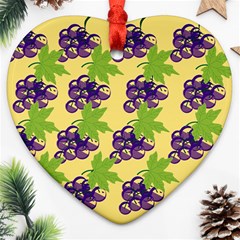 Grapes Background Sheet Leaves Heart Ornament (two Sides) by Sapixe