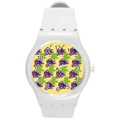 Grapes Background Sheet Leaves Round Plastic Sport Watch (m) by Sapixe