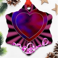 Background Texture Reason Heart Snowflake Ornament (two Sides)