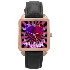 Background Texture Reason Heart Rose Gold Leather Watch  by Sapixe