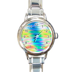 Wave Rainbow Bright Texture Round Italian Charm Watch by Sapixe