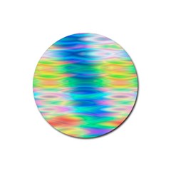 Wave Rainbow Bright Texture Rubber Coaster (round)  by Sapixe