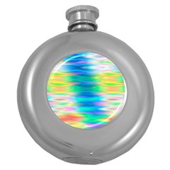 Wave Rainbow Bright Texture Round Hip Flask (5 Oz) by Sapixe