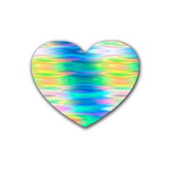 Wave Rainbow Bright Texture Heart Coaster (4 Pack)  by Sapixe