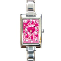 Background Flowers Texture Love Rectangle Italian Charm Watch by Sapixe