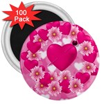 Background Flowers Texture Love 3  Magnets (100 pack) Front