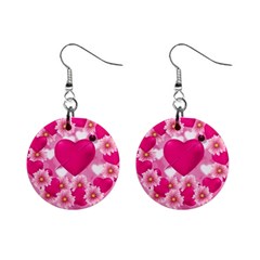 Background Flowers Texture Love Mini Button Earrings