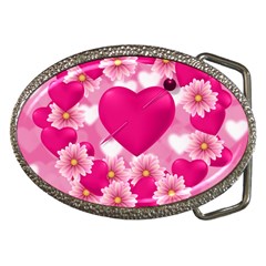 Background Flowers Texture Love Belt Buckles by Sapixe