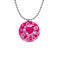 Background Flowers Texture Love Button Necklaces by Sapixe