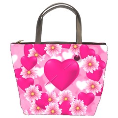 Background Flowers Texture Love Bucket Bags by Sapixe