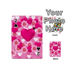 Background Flowers Texture Love Playing Cards 54 (mini)  by Sapixe