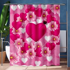 Background Flowers Texture Love Shower Curtain 60  X 72  (medium)  by Sapixe