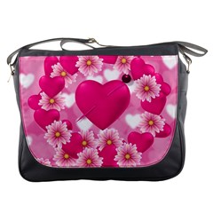 Background Flowers Texture Love Messenger Bags by Sapixe