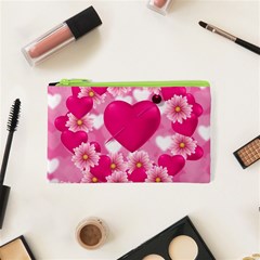 Background Flowers Texture Love Cosmetic Bag (xs) by Sapixe