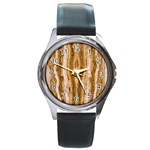 Marble Wall Surface Pattern Round Metal Watch Front