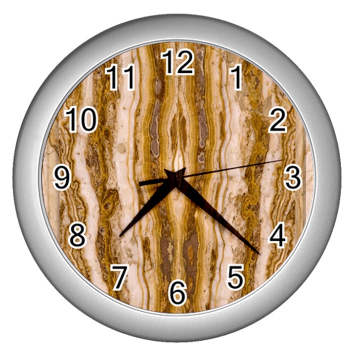 Marble Wall Surface Pattern Wall Clocks (Silver) 