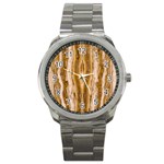 Marble Wall Surface Pattern Sport Metal Watch Front