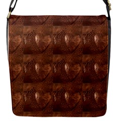 Hearts  Brown Flap Closure Messenger Bag (small)