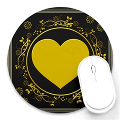 Background Heart Romantic Love Round Mousepads by Sapixe