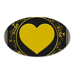 Background Heart Romantic Love Oval Magnet by Sapixe