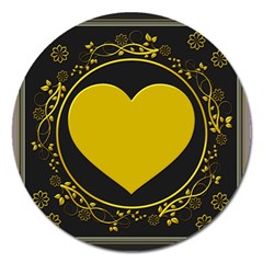 Background Heart Romantic Love Magnet 5  (round) by Sapixe