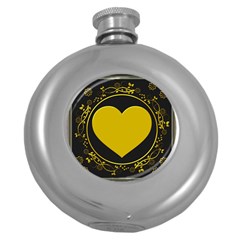 Background Heart Romantic Love Round Hip Flask (5 Oz) by Sapixe