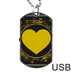 Background Heart Romantic Love Dog Tag Usb Flash (one Side) by Sapixe