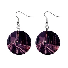 Texture Abstract Background City Mini Button Earrings by Sapixe