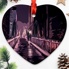 Texture Abstract Background City Heart Ornament (two Sides) by Sapixe