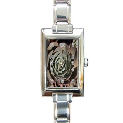 Succulent Green Pink Rosettes Rectangle Italian Charm Watch by Sapixe