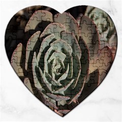 Succulent Green Pink Rosettes Jigsaw Puzzle (heart) by Sapixe