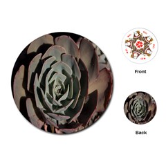 Succulent Green Pink Rosettes Playing Cards (round)  by Sapixe