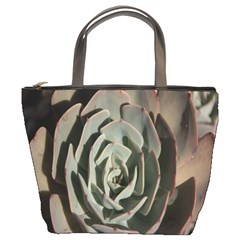 Succulent Green Pink Rosettes Bucket Bags by Sapixe