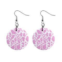 White Pink Cow Print Mini Button Earrings by LoolyElzayat