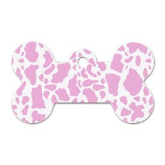 White Pink Cow Print Dog Tag Bone (one Side) by LoolyElzayat